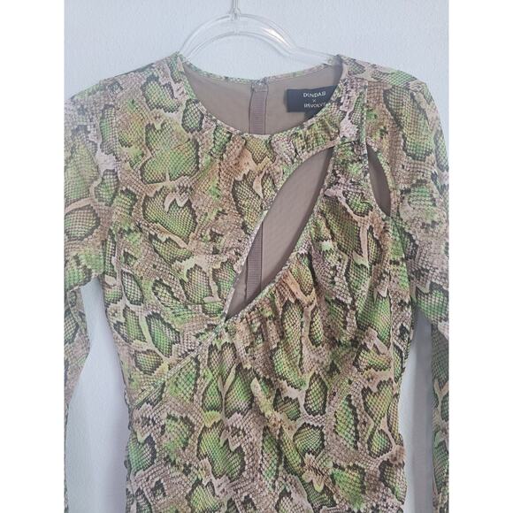 Dundas x Revolve Natasha Mini Dress Medium Snake Print Cut-Out Mesh Lined - Picture 11 of 16